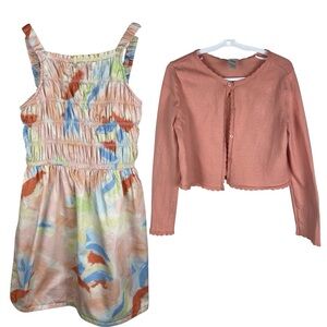 Carters Girls Sleeveless Cotton Dress and Cardigan Sweater Set Size 8